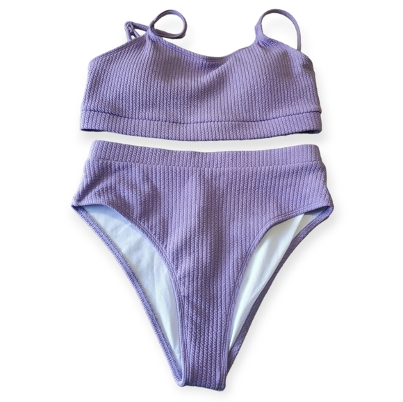 NWOT MakeMeChic Women's Ribbed High Waisted Bikini Set Swimsuit Bathing Suit - Picture 2 of 4